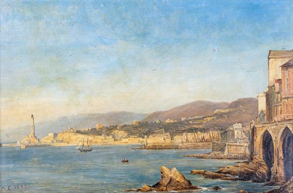 Pittore del XIX secolo - Veduta di Genova