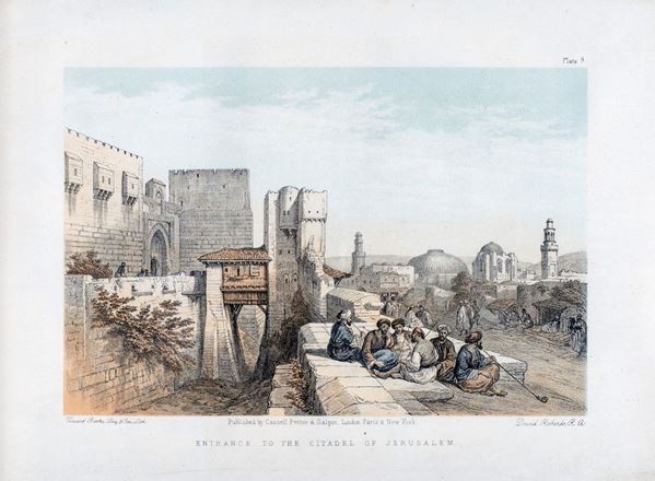 L&#39;ingresso alla cittadella di Gerusalemme   - litografia a colori - Asta Asta a tempo di Antiquariato e Arredamento - Casa d'Aste Arcadia