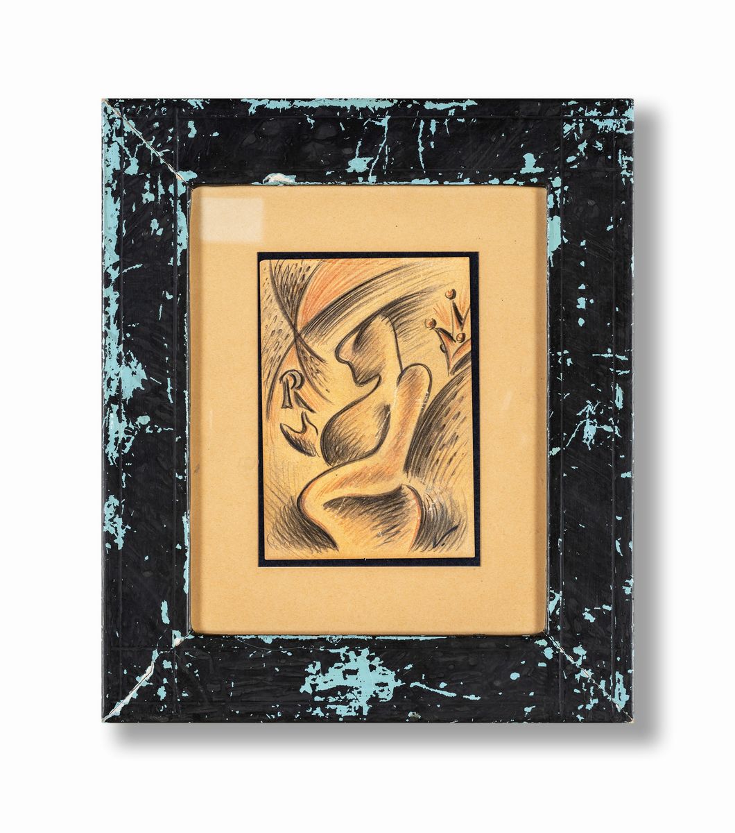 Lucio Venna - Composizione con Figure, Corona e Lettera R