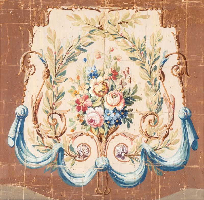 Pittore Neoclassico - Fiori in un Cartiglio