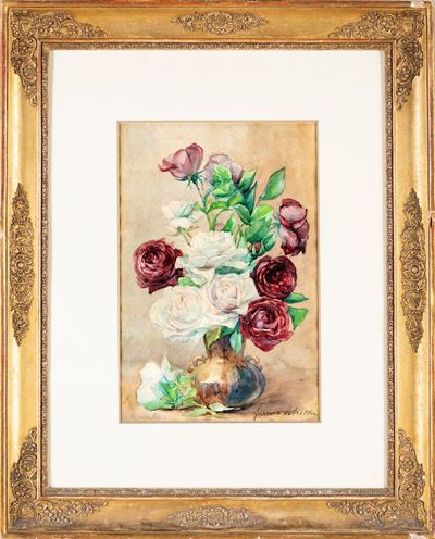 Vaso di Rose Bianche e Baccara