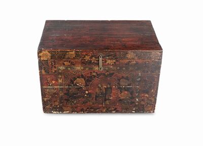 Baule in Legno Dipinto. Cina XIX Secolo
