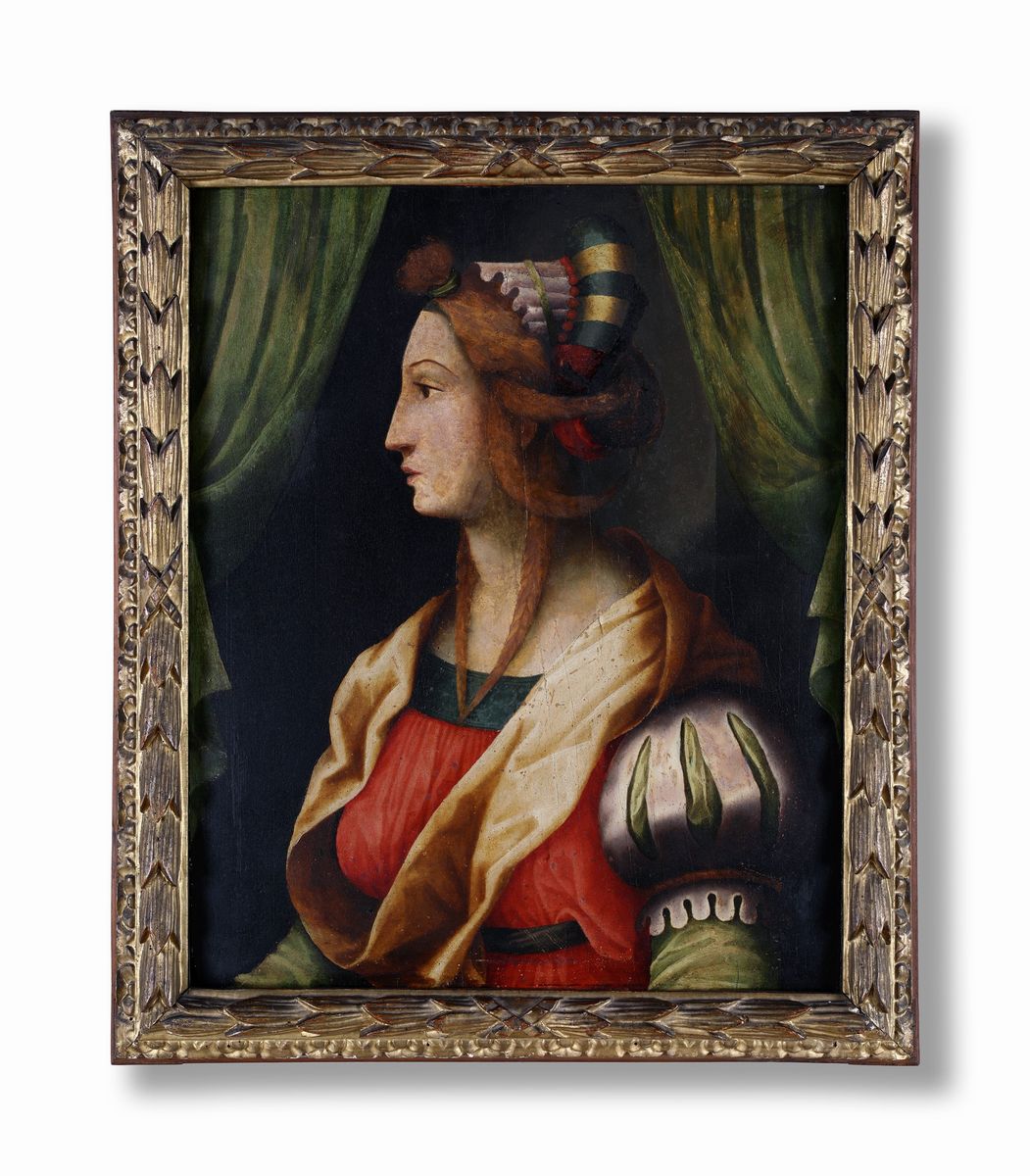 Francesco Ubertini Detto il Bacchiacca (attribuito) - Profilo di Gentildonna Fiorentina