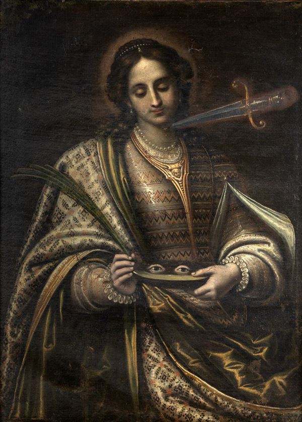 Alessandro Bonvicino (attribuito) - Santa Lucia con i simboli del martirio.