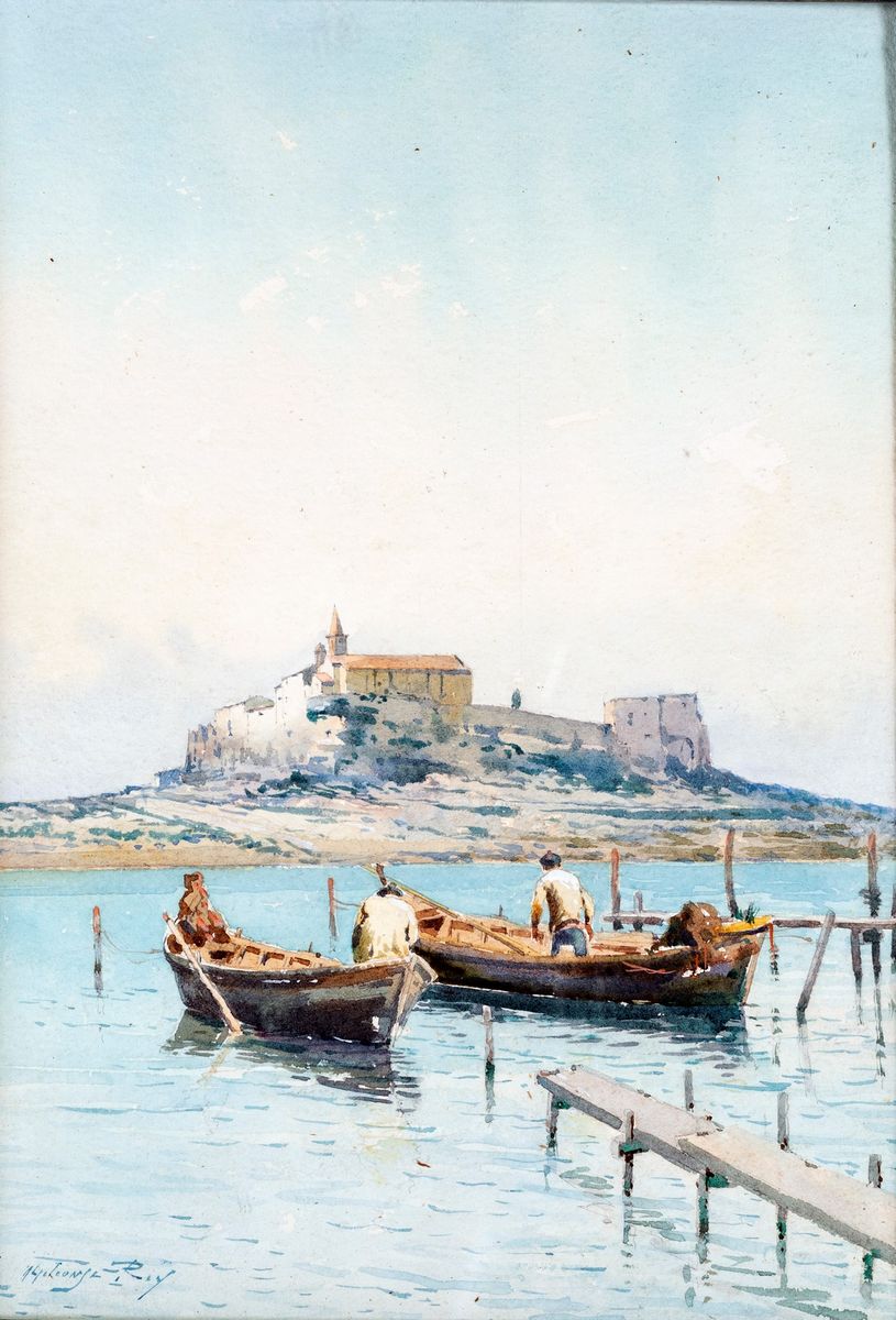 Scuola Francese del XIX Secolo - Marina con Pescatori