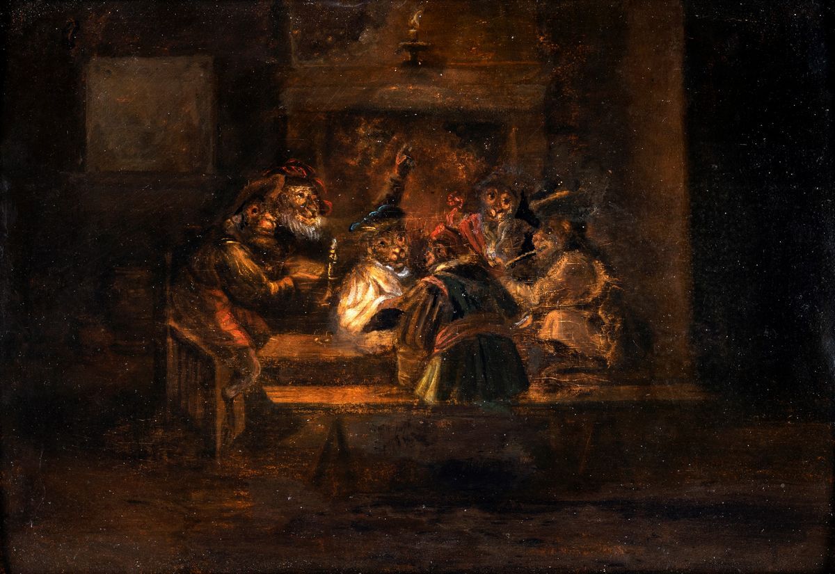 Scuola Olandese del XIX Secolo - Il Tribunale della Scimmia