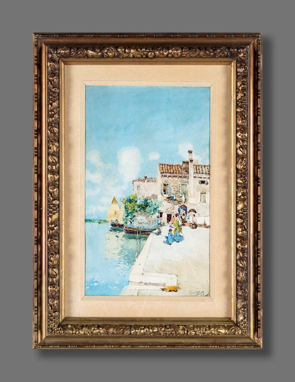Pittore del XIX/XX secolo - Paesaggio lagunare
