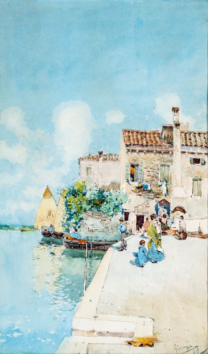 Pittore del XIX/XX Secolo - Paesaggio Lagunare