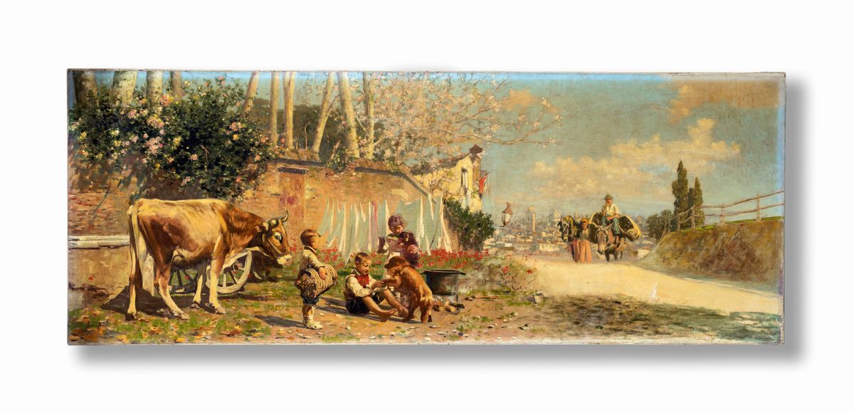Joaquìn Luque Rosellò - Scena di Genere sullo Sfondo di Siviglia