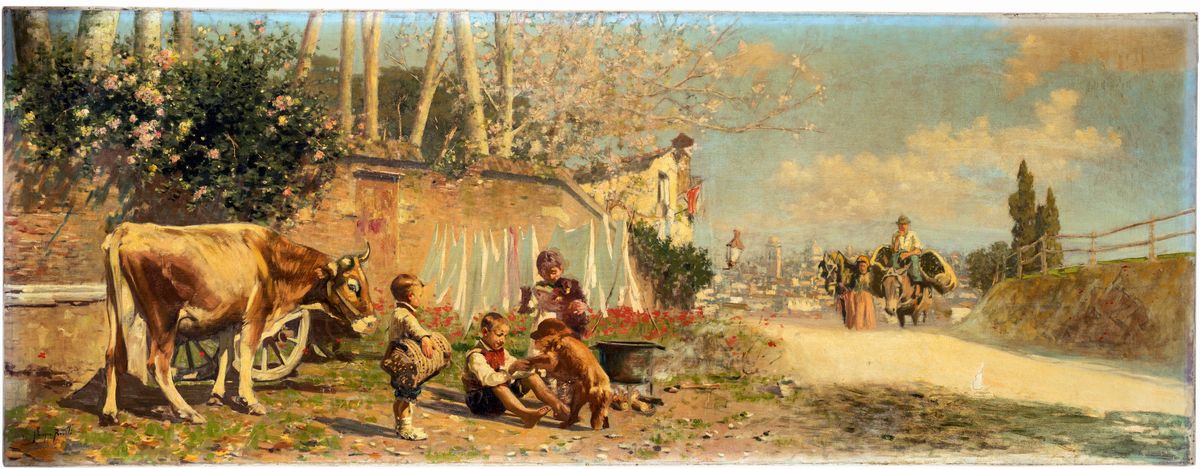 Joaquìn Luque Rosellò - Scena di Genere sullo Sfondo di Siviglia