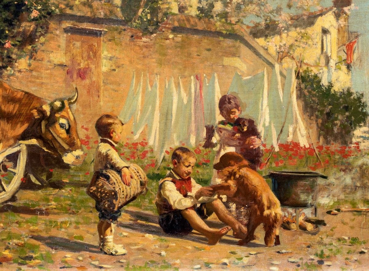 Joaquìn Luque Rosellò - Scena di Genere sullo Sfondo di Siviglia