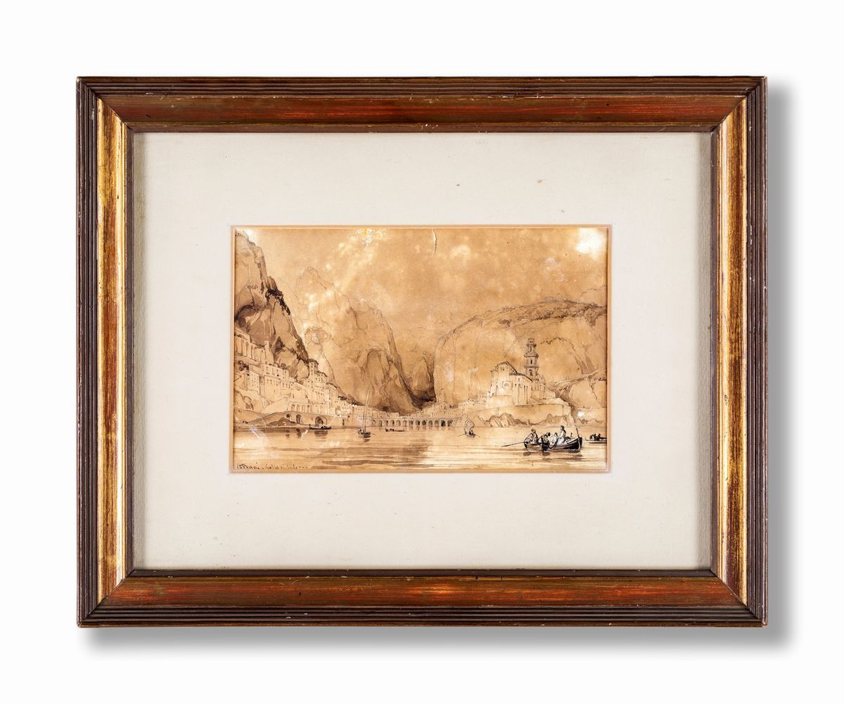 Pittore del XIX Secolo - Veduta di Atrani e Golfo di Salerno