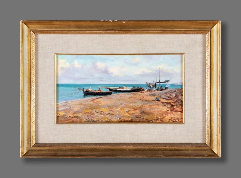 Alfonso Gabrini - Barche con Pescatori