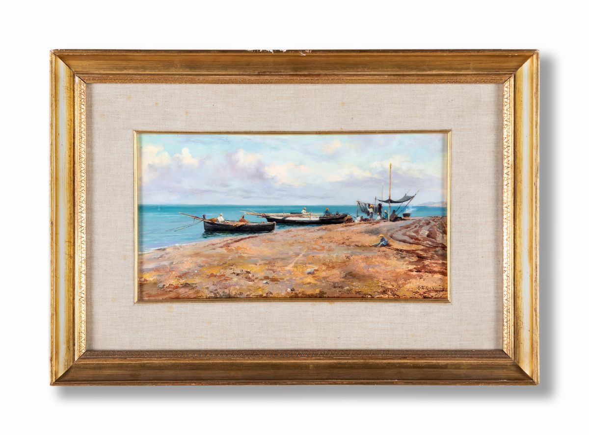 Alfonso Gabrini - Barche con Pescatori