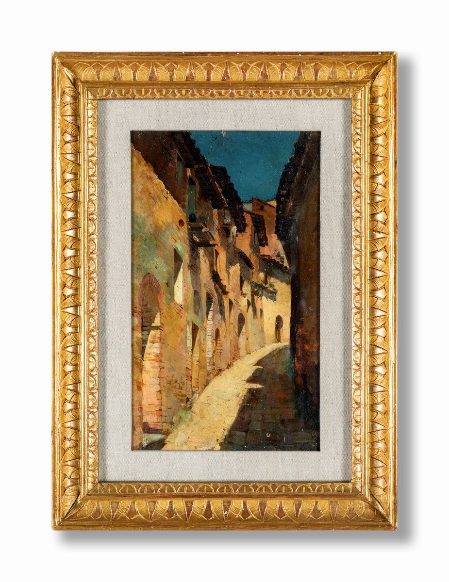 Vincenzo Cabianca (attribuito) - Scorcio di Paese