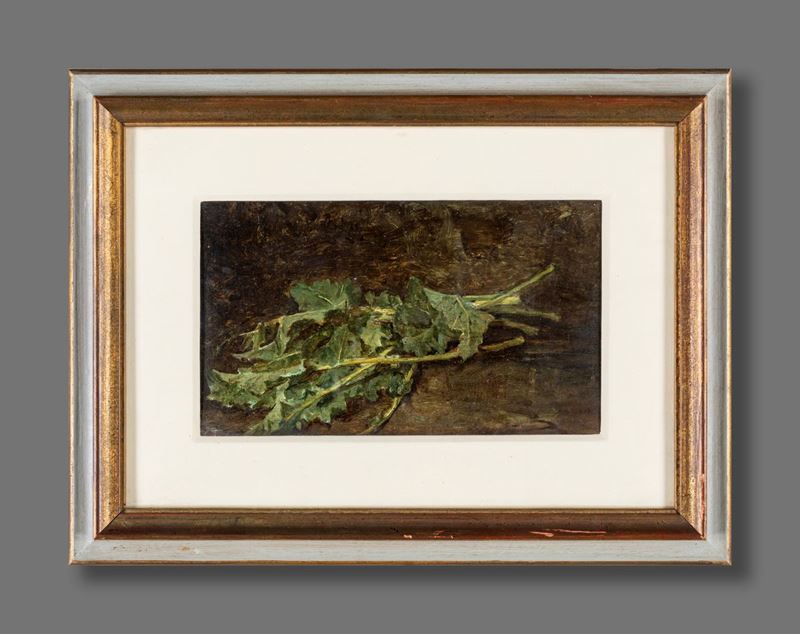 Pittore del XIX Secolo - Natura Morta con Foglie di Cicoria