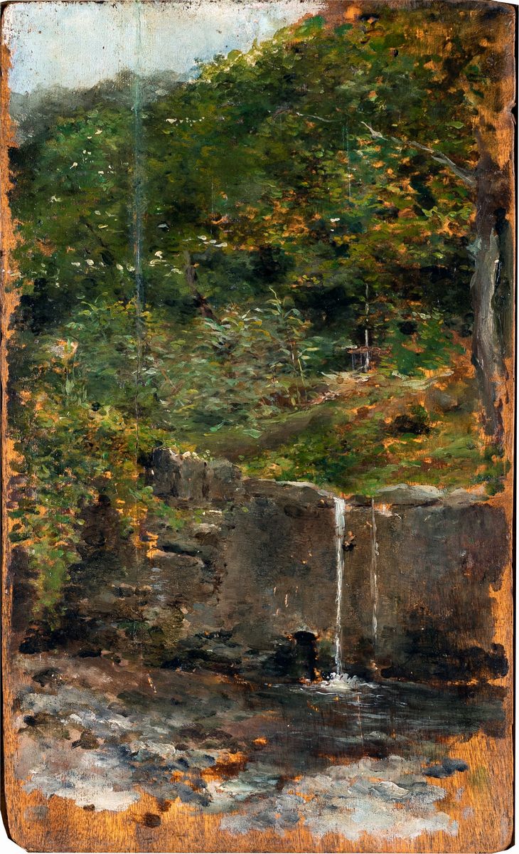 Pittore del XIX Secolo - Paesaggio con Cascata