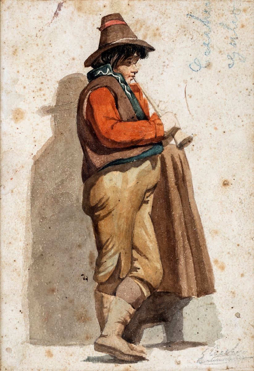 Pittore del XIX Secolo - A) Uomo in Abiti Popolari B) Donna Ciociara