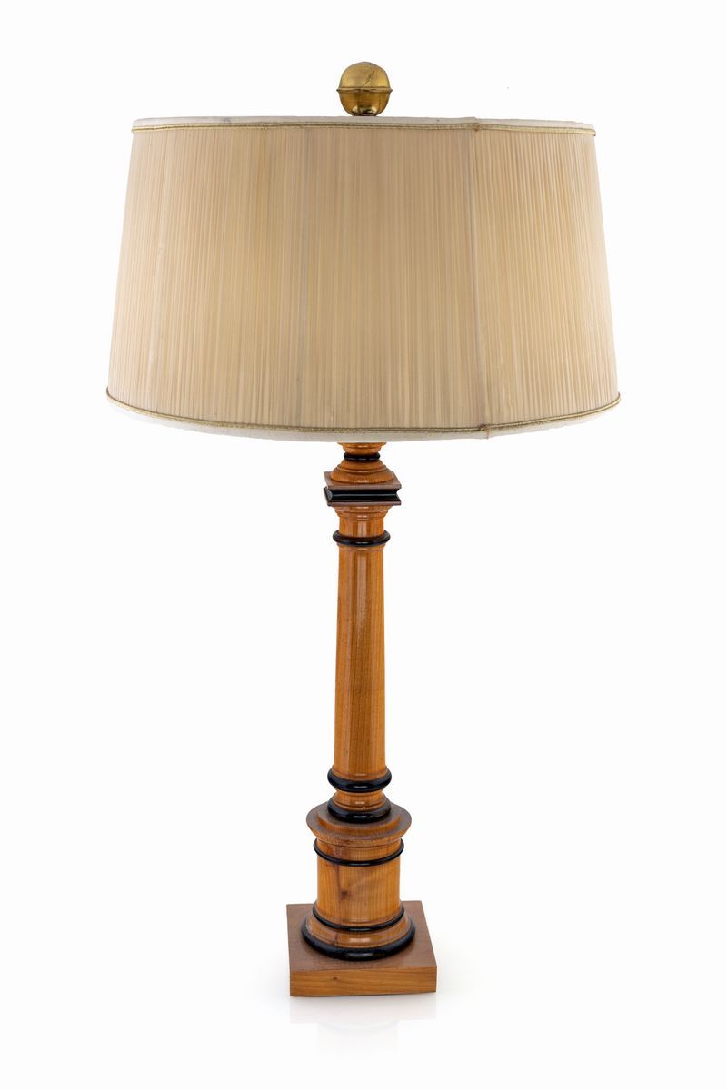 Coppia di Lampade da Tavolo in Legno di Frutto