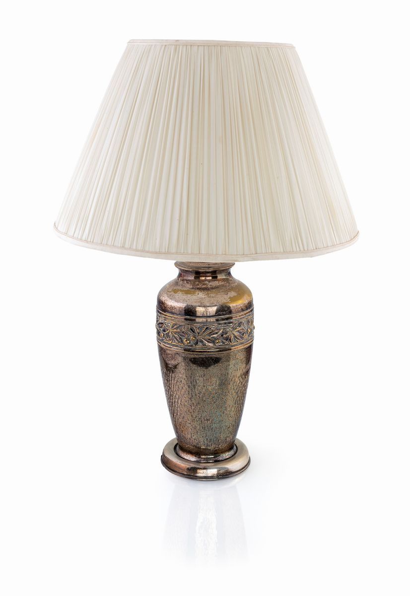 Coppia di Lampade da Tavolo in Metallo Argentato