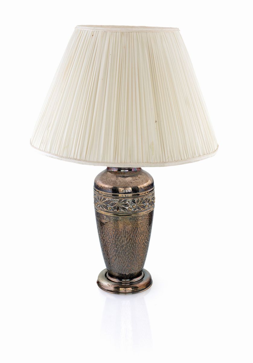 Coppia di Lampade da Tavolo in Metallo Argentato