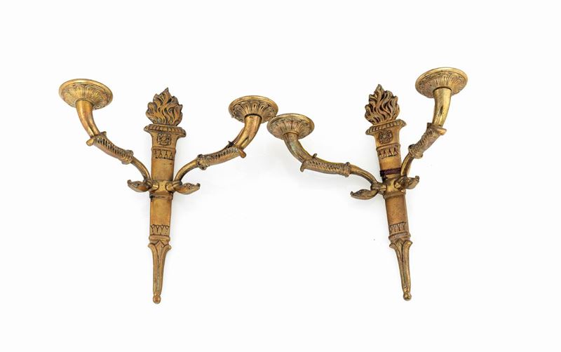 Coppia di Appliques in Bronzo Dorato