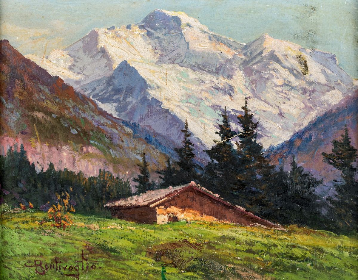 Cesare Bentivoglio - Paesaggio Montano con Casolare