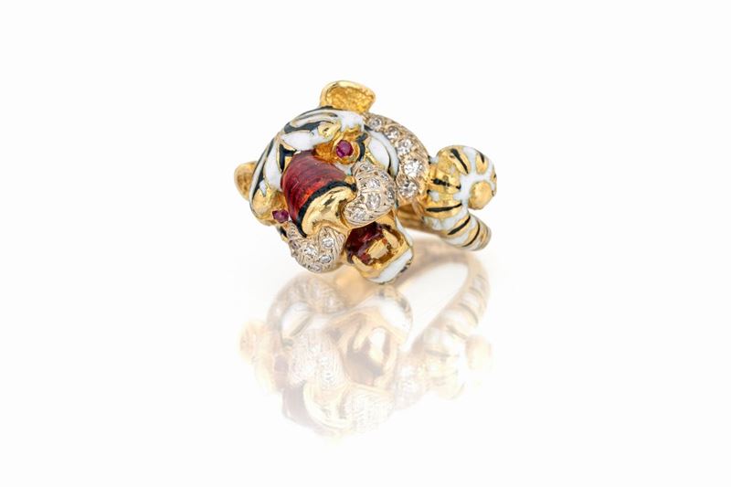 Anello Tigre Siberiana Firmato Frascarolo