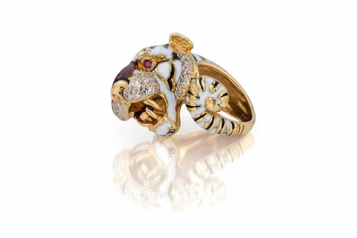Anello Tigre Siberiana Firmato Frascarolo