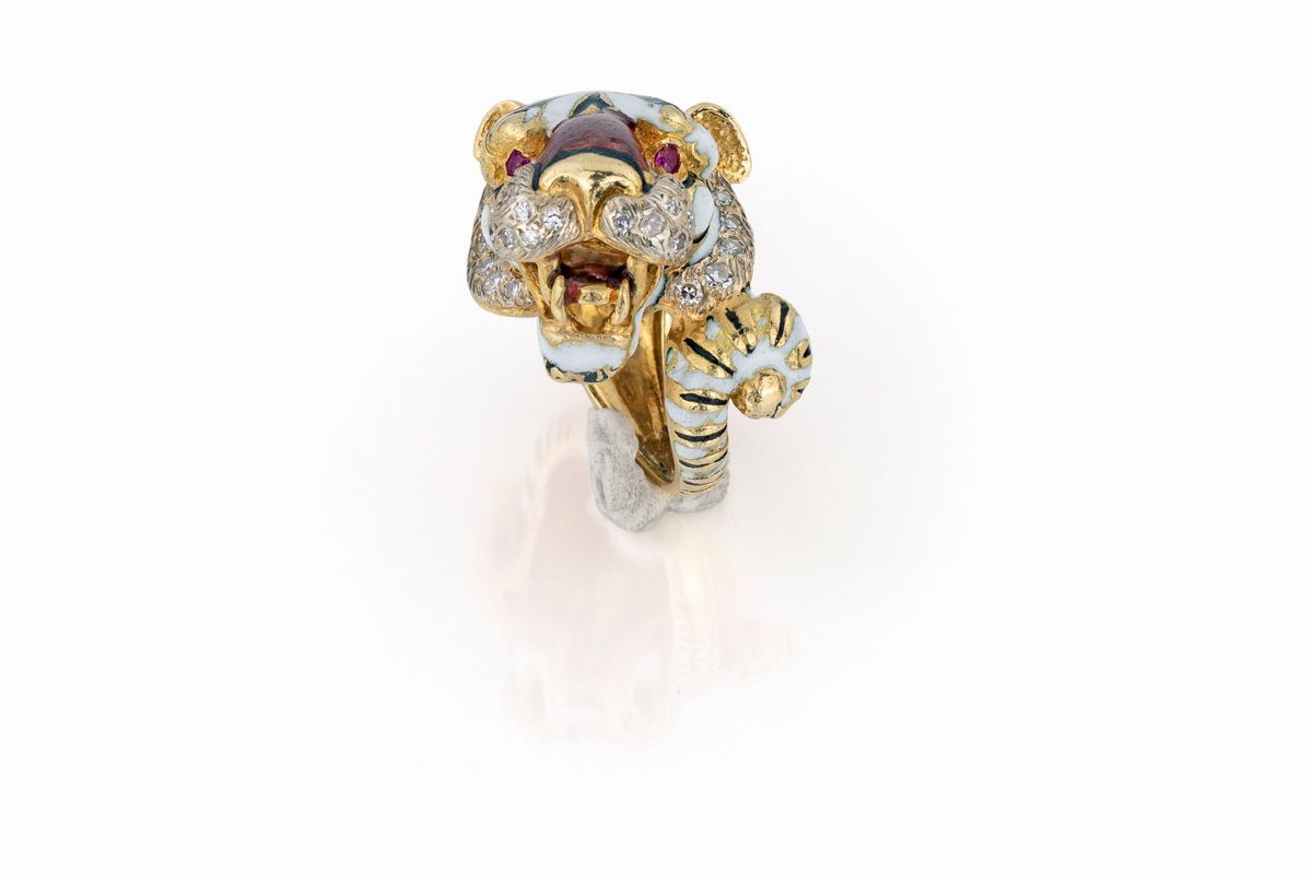 Anello Tigre Siberiana Firmato Frascarolo