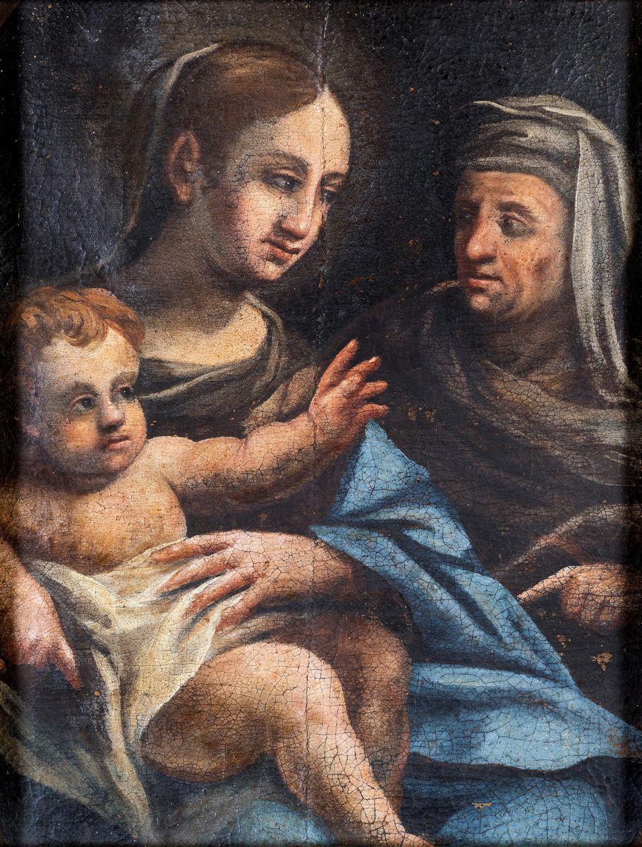 Pittore del XVIII Secolo - Madonna Col Bambino e Sant'anna