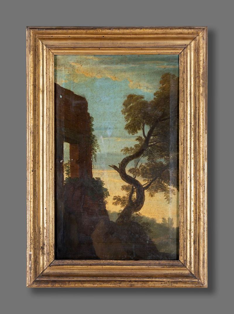 Pittore del XVIII Secolo - Paesaggio con Albero