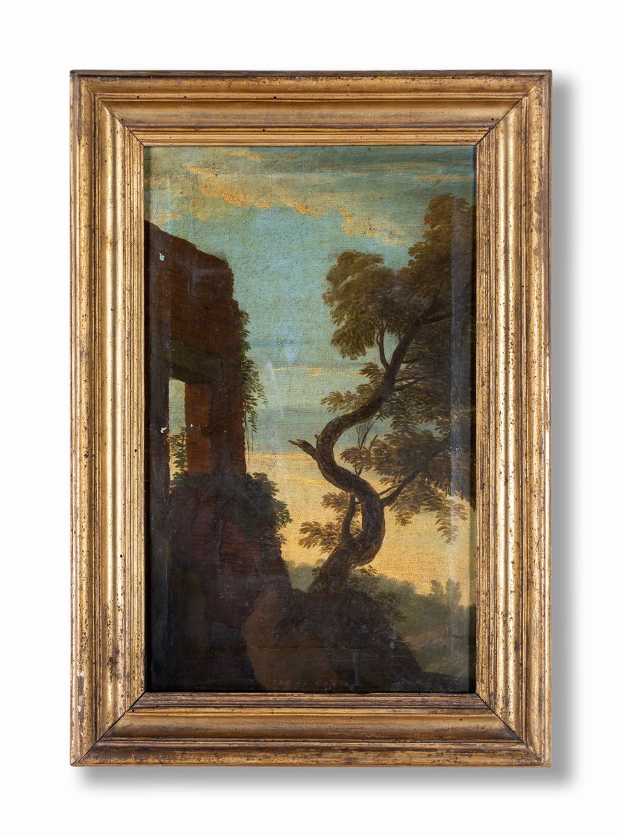 Pittore del XVIII Secolo - Paesaggio con Albero
