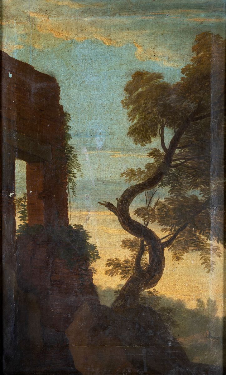 Pittore del XVIII Secolo - Paesaggio con Albero