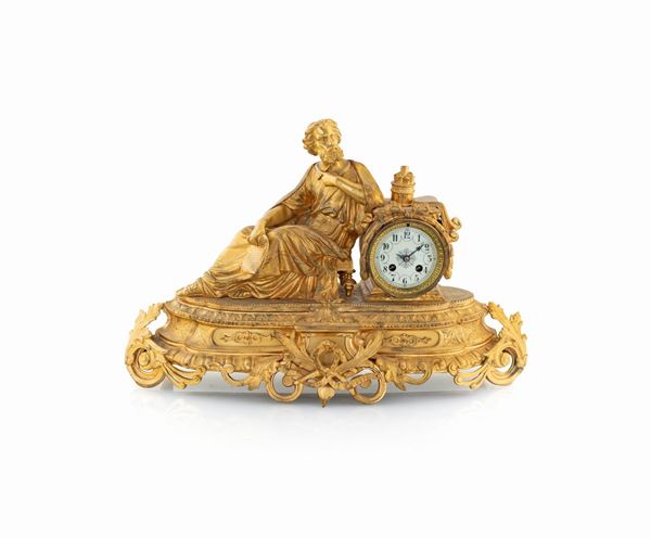 Orologio da camino in bronzo dorato  - Asta Asta a tempo di Antiquariato e Arredamento - Casa d'Aste Arcadia