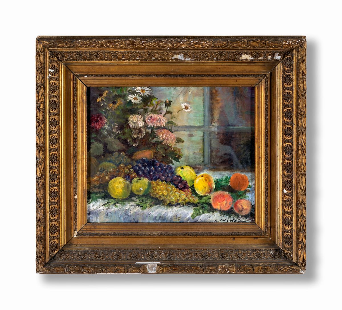 Pittore della Fine del XIX Secolo - Composizione di Fiori e Frutta
