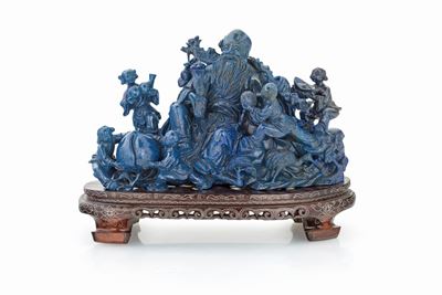 Grande Gruppo Scultoreo Allegorico in Lapislazuli Afgano