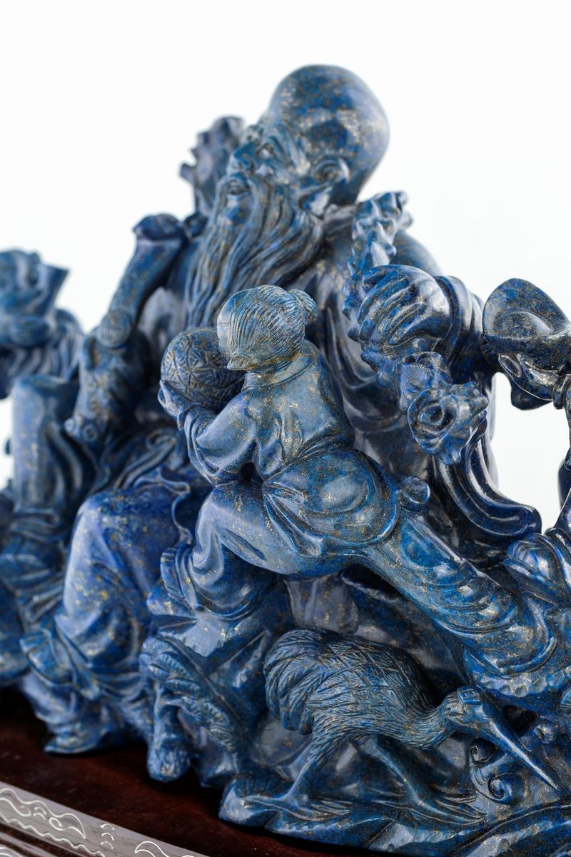 Grande Gruppo Scultoreo Allegorico in Lapislazuli Afgano