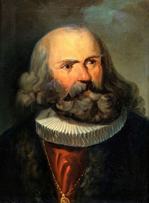 Pittore del XIX secolo - Ritratto virile con gorgera