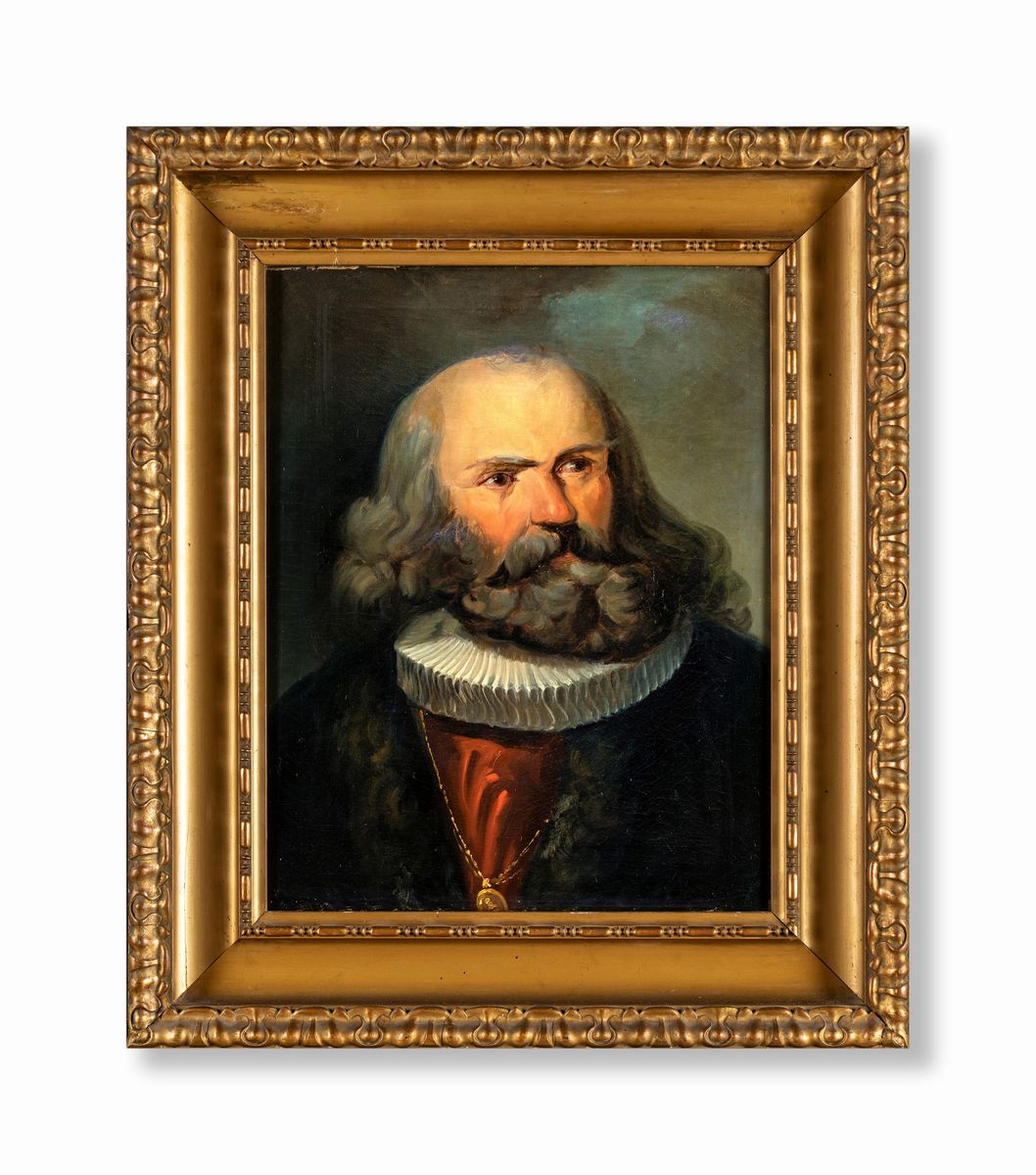 Pittore del XIX Secolo - Ritratto Virile con Gorgera