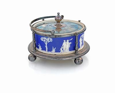 Scatola in Porcellana di Wedgwood e Metallo Argentato