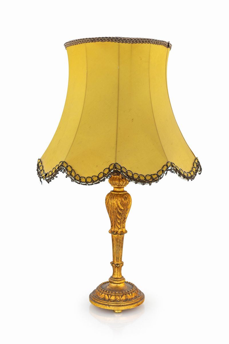 Lampada da Tavolo in Legno Dorato