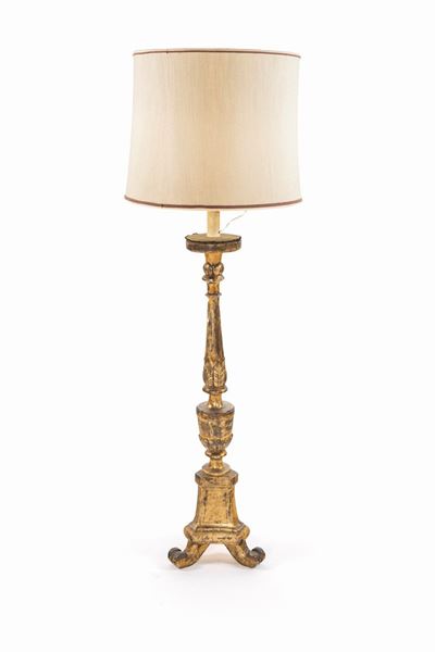 Lampada da Terra in Legno Dorato