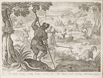 Antica Stampa con Allegoria della Caccia