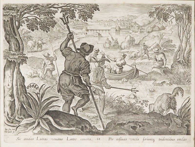 Antica Stampa con Allegoria della Caccia