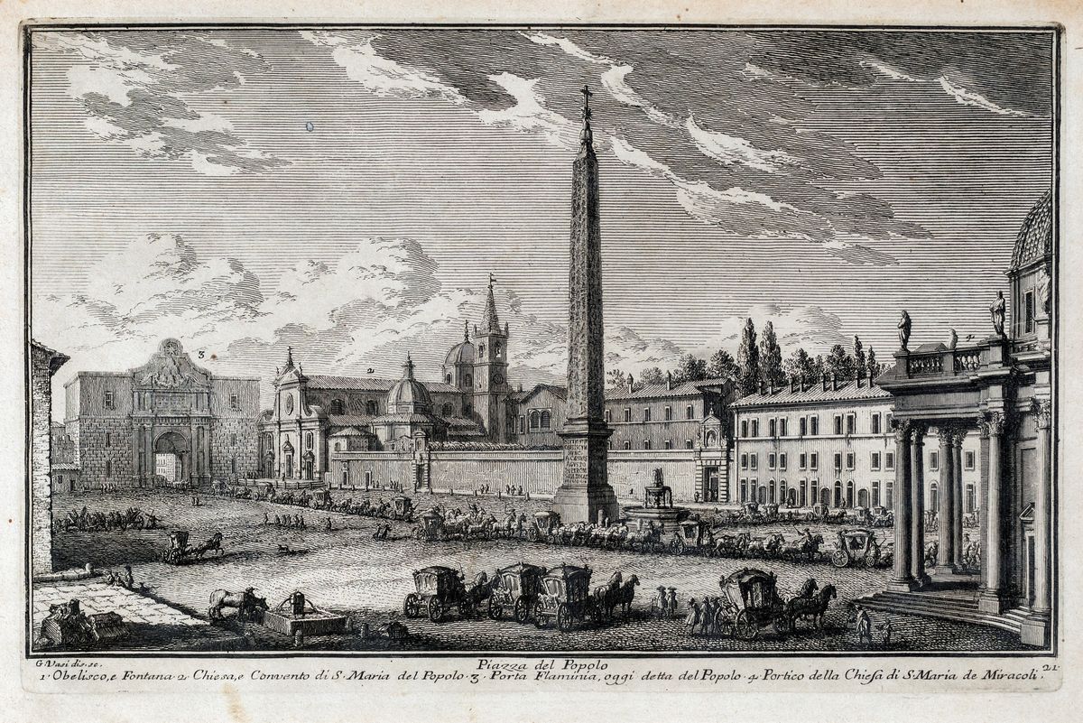 Giuseppe Vasi - A) Spiaggia Presso la Bocca della Verità B) Piazza del Popolo