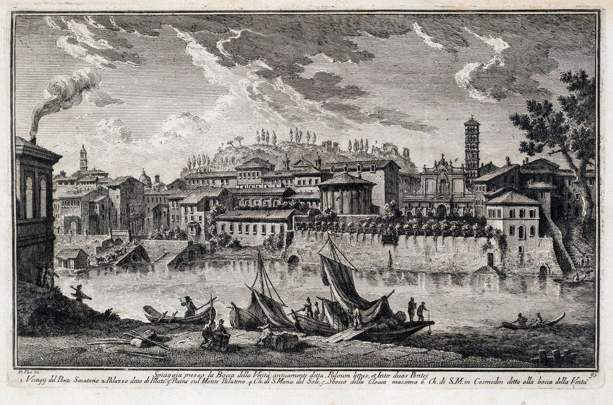 Giuseppe Vasi - A) Spiaggia Presso la Bocca della Verità B) Piazza del Popolo