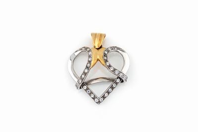 Ciondolo a Cuore in Oro Bianco e Giallo