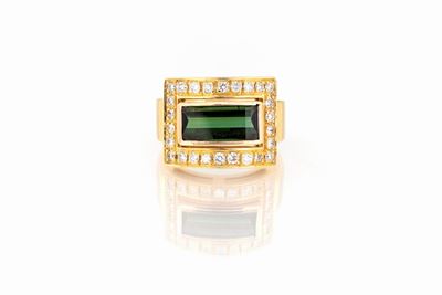 Anello con Tormalina Verde
