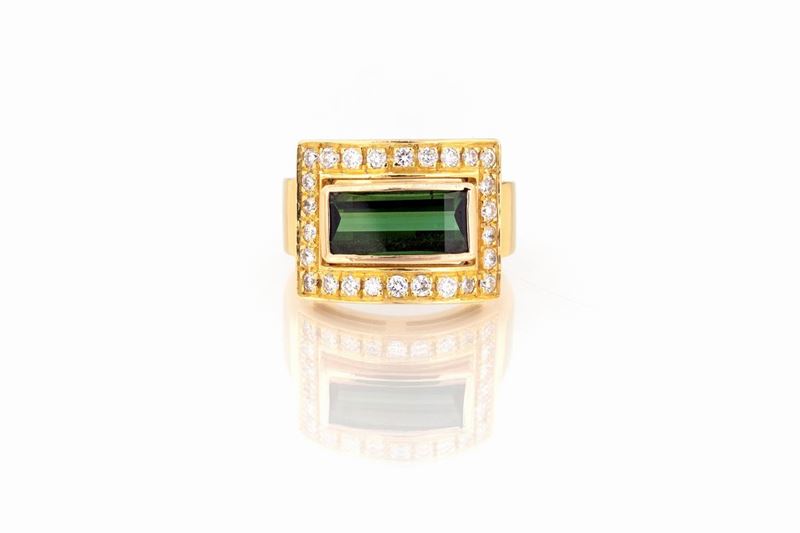 Anello con Tormalina Verde